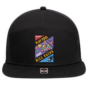 Father's Day Play Pool Have Nice Racks Billiards Player Gift For Dad 7 Panel Mesh Trucker Snapback Hat