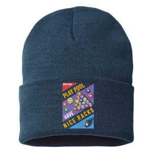 Father's Day Play Pool Have Nice Racks Billiards Player Gift For Dad Sustainable Knit Beanie