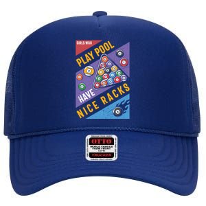 Father's Day Play Pool Have Nice Racks Billiards Player Gift For Dad High Crown Mesh Back Trucker Hat