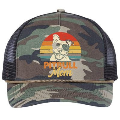 Funny Dog Pitbull Mom Pittie Mom Mother's Day Retro Rope Trucker Hat Cap