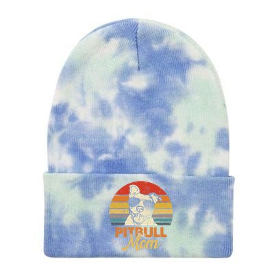 Funny Dog Pitbull Mom Pittie Mom Mother's Day Tie Dye 12in Knit Beanie