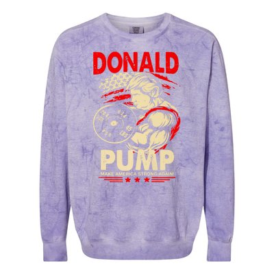 Funny Donald Pump Make America Swole Again Trump 2024 Return Colorblast Crewneck Sweatshirt