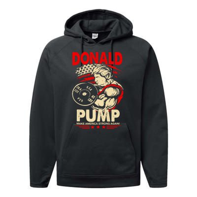 Funny Donald Pump Make America Swole Again Trump 2024 Return Performance Fleece Hoodie