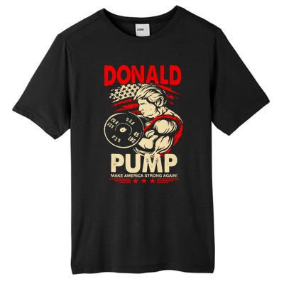 Funny Donald Pump Make America Swole Again Trump 2024 Return Tall Fusion ChromaSoft Performance T-Shirt