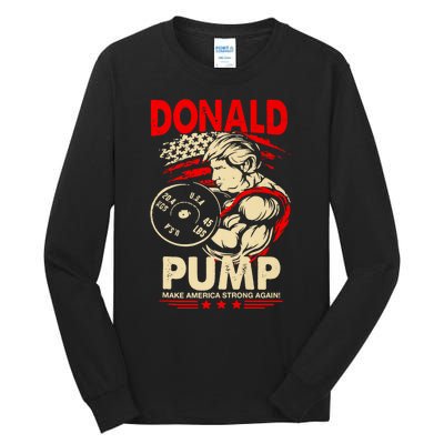 Funny Donald Pump Make America Swole Again Trump 2024 Return Tall Long Sleeve T-Shirt