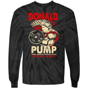 Funny Donald Pump Make America Swole Again Trump 2024 Return Tie-Dye Long Sleeve Shirt