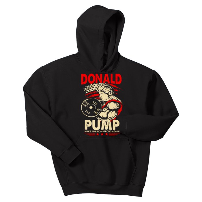 Funny Donald Pump Make America Swole Again Trump 2024 Return Kids Hoodie