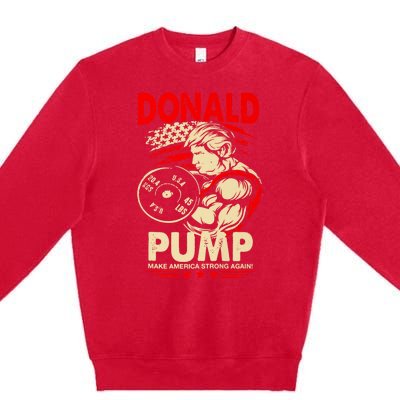 Funny Donald Pump Make America Swole Again Trump 2024 Return Premium Crewneck Sweatshirt