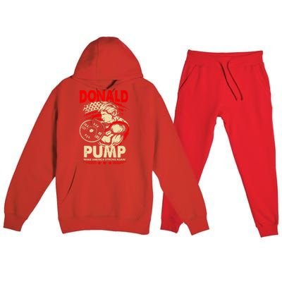 Funny Donald Pump Make America Swole Again Trump 2024 Return Premium Hooded Sweatsuit Set