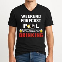 Father's Day POOL WITH A CHANCE OF A DRINKING BILLIARDS POOL Gift For Dad V-Neck T-Shirt