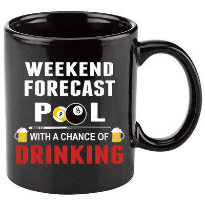 Father's Day POOL WITH A CHANCE OF A DRINKING BILLIARDS POOL Gift For Dad 11oz C Handle Ceramic Mug