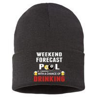 Father's Day POOL WITH A CHANCE OF A DRINKING BILLIARDS POOL Gift For Dad Sustainable Knit Beanie