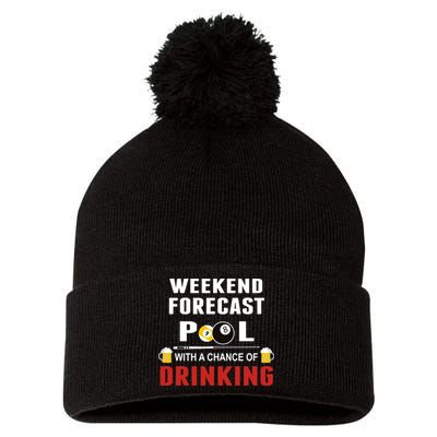 Father's Day POOL WITH A CHANCE OF A DRINKING BILLIARDS POOL Gift For Dad Pom Pom 12in Knit Beanie