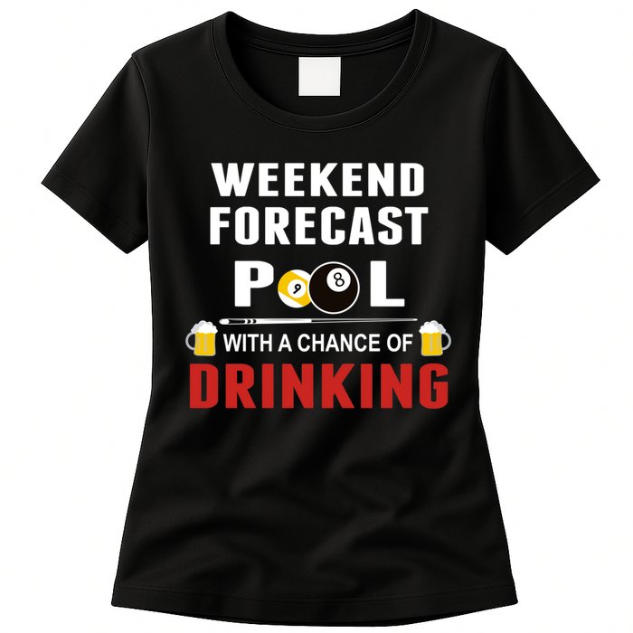 Father's Day POOL WITH A CHANCE OF A DRINKING BILLIARDS POOL Gift For Dad Womens T-Shirt