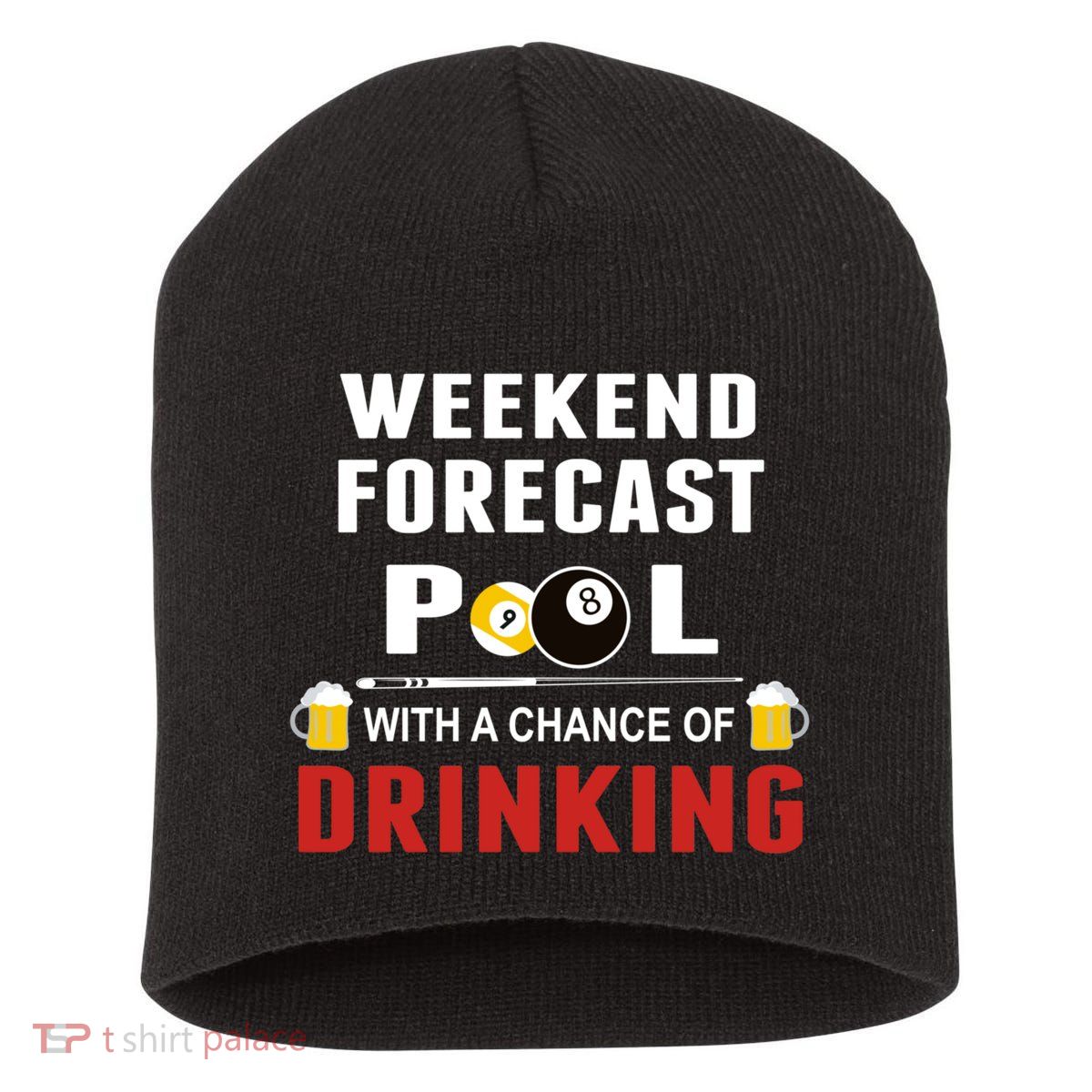 Father's Day POOL WITH A CHANCE OF A DRINKING BILLIARDS POOL Gift For Dad Short Acrylic Beanie