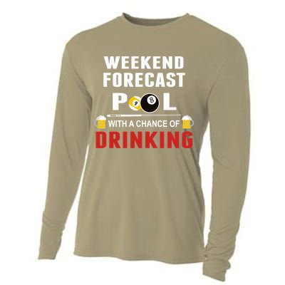 Father's Day POOL WITH A CHANCE OF A DRINKING BILLIARDS POOL Gift For Dad Cooling Performance Long Sleeve Crew