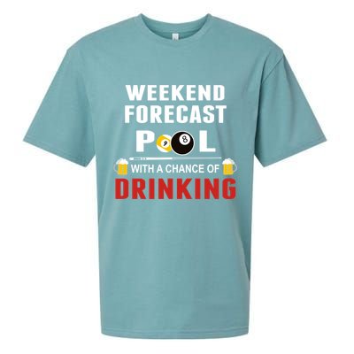 Father's Day POOL WITH A CHANCE OF A DRINKING BILLIARDS POOL Gift For Dad Sueded Cloud Jersey T-Shirt
