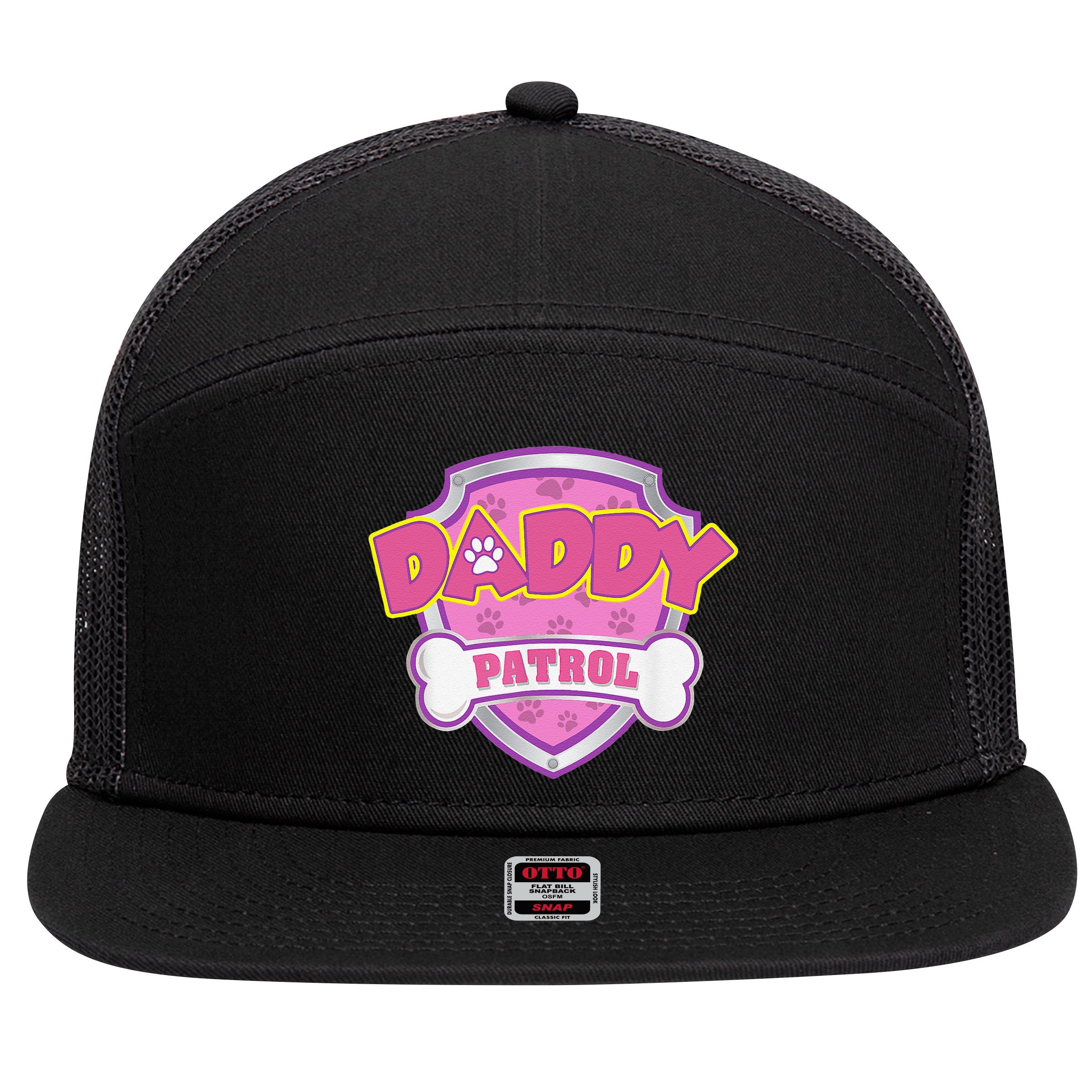 Funny Daddy Patrol Dog Mom, Dad For Women Gift 7 Panel Mesh Trucker Snapback Hat