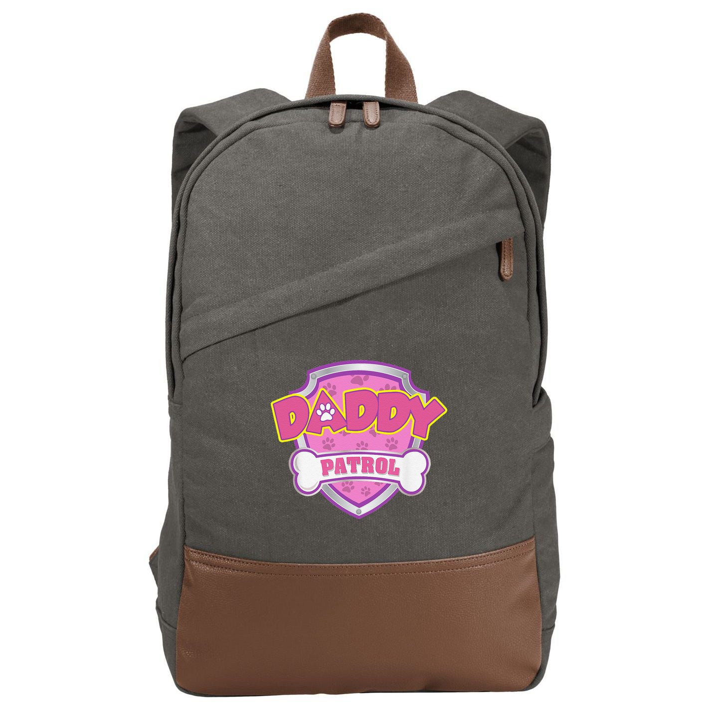 Funny Daddy Patrol Dog Mom, Dad For Women Gift Cotton Canvas Backpack