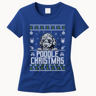 Funny Dog Poodle Ugly Xmas Design Christmas Dogs Gift Womens T-Shirt
