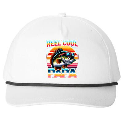 Fishing Dad Papa Reel Cool Papa Fisher FatherS Day Gift Gift Snapback Five-Panel Rope Hat