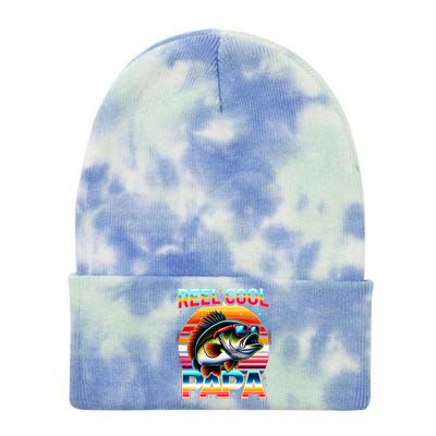 Fishing Dad Papa Reel Cool Papa Fisher FatherS Day Gift Gift Tie Dye 12in Knit Beanie