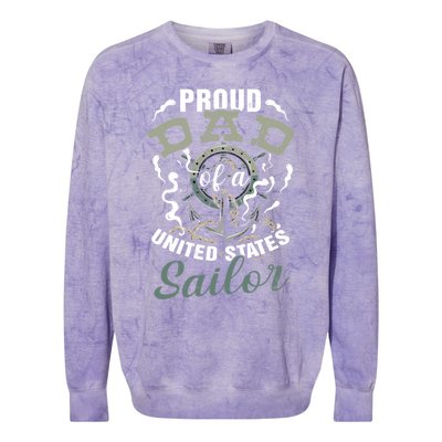 Fathers Day Proud Dad Of A United States Anchor Sailor Gift Colorblast Crewneck Sweatshirt