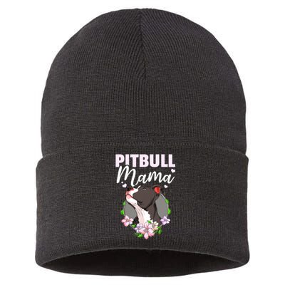 Funny Dog Pitbull Pittie Pitbull Mama Sustainable Knit Beanie