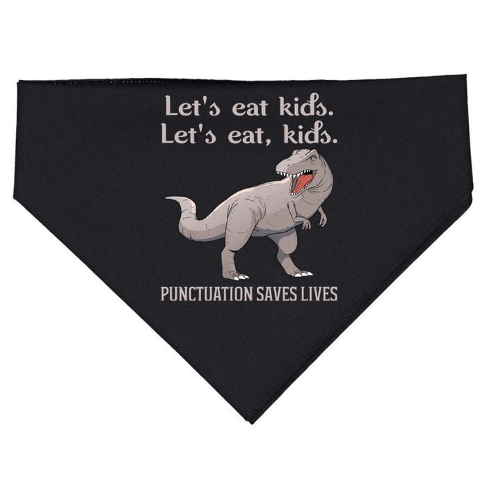 Funny Dinosaur Punctuation Saves Lives USA-Made Doggie Bandana