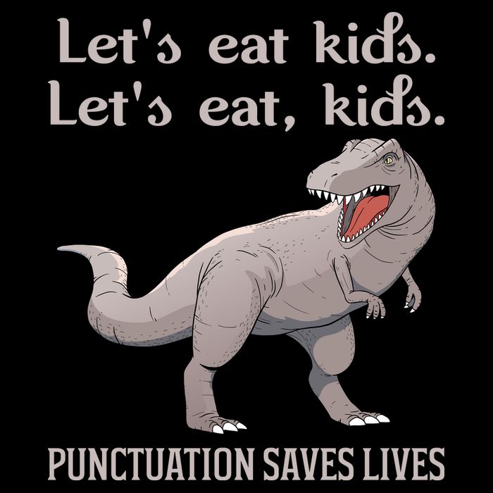 Funny Dinosaur Punctuation Saves Lives Button