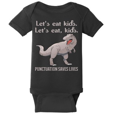 Funny Dinosaur Punctuation Saves Lives Baby Bodysuit