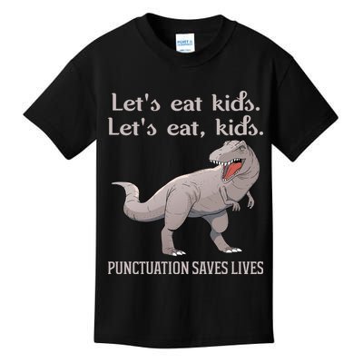 Funny Dinosaur Punctuation Saves Lives Kids T-Shirt