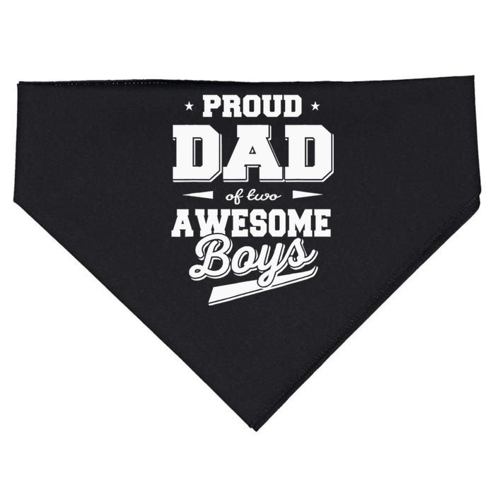 Father's Day Proud Dad of 2 Two Awesome Boy Father Dad USA-Made Doggie Bandana