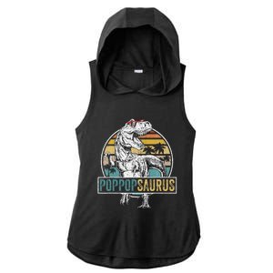 Father's Day Poppopsaurus T Rex Dinosaur Funny Poppopsaurus Ladies PosiCharge Tri-Blend Wicking Draft Hoodie Tank