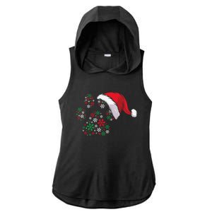 Funny Dog Paw Santa Hat Christmas Puppy Dog Lover Gift Ladies PosiCharge Tri-Blend Wicking Draft Hoodie Tank