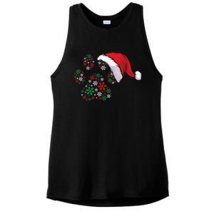 Funny Dog Paw Santa Hat Christmas Puppy Dog Lover Gift Ladies PosiCharge Tri-Blend Wicking Tank