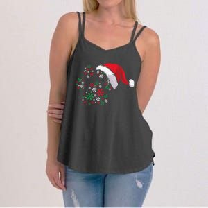 Funny Dog Paw Santa Hat Christmas Puppy Dog Lover Gift Women's Strappy Tank