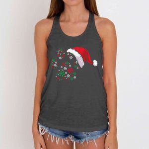 Funny Dog Paw Santa Hat Christmas Puppy Dog Lover Gift Women's Knotted Racerback Tank