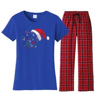 Funny Dog Paw Santa Hat Christmas Puppy Dog Lover Gift Women's Flannel Pajama Set