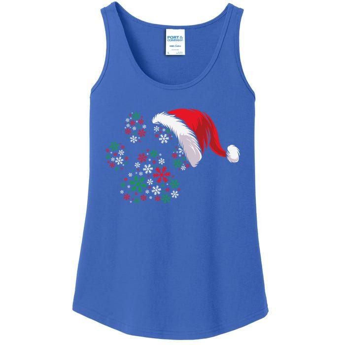 Funny Dog Paw Santa Hat Christmas Puppy Dog Lover Gift Ladies Essential Tank