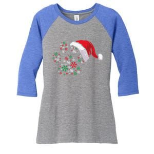 Funny Dog Paw Santa Hat Christmas Puppy Dog Lover Gift Women's Tri-Blend 3/4-Sleeve Raglan Shirt