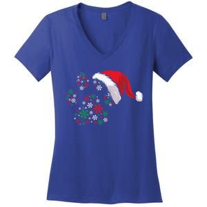 Funny Dog Paw Santa Hat Christmas Puppy Dog Lover Gift Women's V-Neck T-Shirt