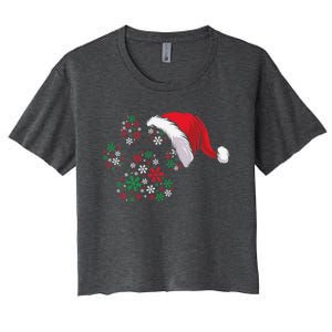 Funny Dog Paw Santa Hat Christmas Puppy Dog Lover Gift Women's Crop Top Tee