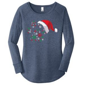 Funny Dog Paw Santa Hat Christmas Puppy Dog Lover Gift Women's Perfect Tri Tunic Long Sleeve Shirt