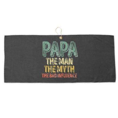 Father's Day Papa The Man The Myth The Bad Influence Large Microfiber Waffle Golf Towel