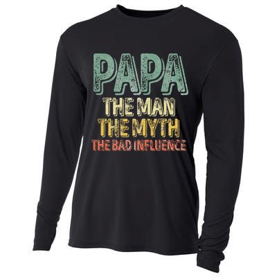 Father's Day Papa The Man The Myth The Bad Influence Cooling Performance Long Sleeve Crew