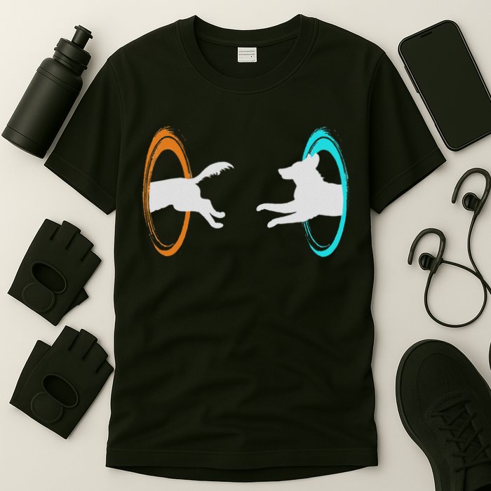 Funny Dimensional Portal Dog Nerd Geek  T-Shirt