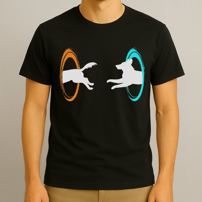 Funny Dimensional Portal Dog Nerd Geek  T-Shirt