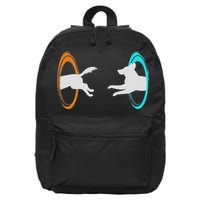 Funny Dimensional Portal Dog Nerd Geek  16 in Basic Backpack