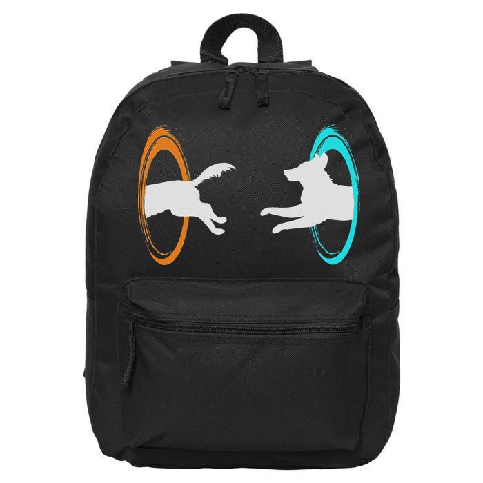Funny Dimensional Portal Dog Nerd Geek  16 in Basic Backpack